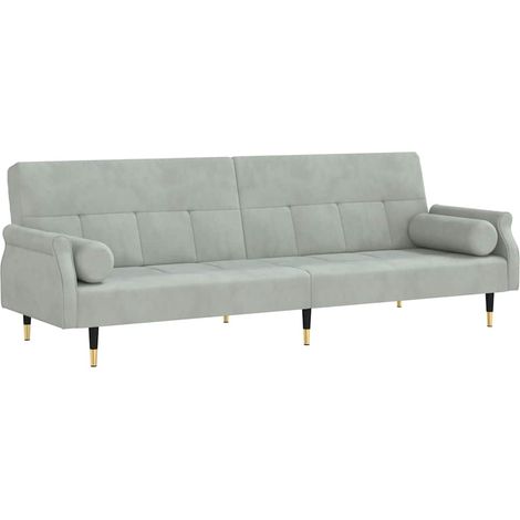 Canapé  Sofa-lit avec coussins gris clair velours