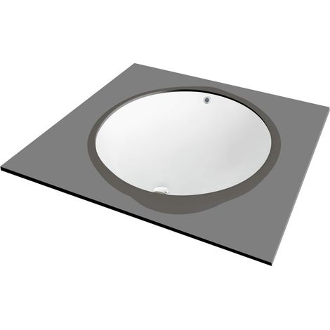 Lavabo in ceramica tondo montaggio sottocassetta bianco 43x33 cm - Montain
