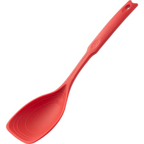 Cuillère en silicone rouge, manche multifonctionnel, confortable et antidérapante (1/2)