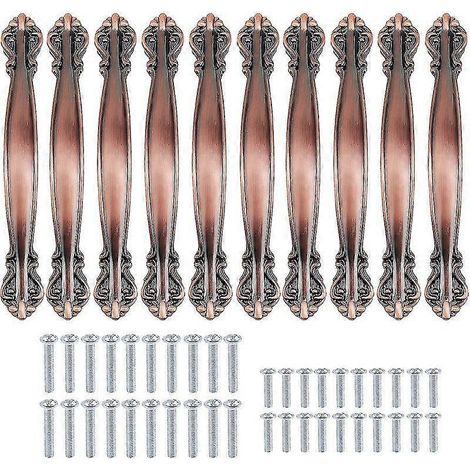 Lot de 10 poignées de meuble vintage en forme d'arche - 14,5 cm (entraxe de 96 mm) - bronze rouge (1/5)