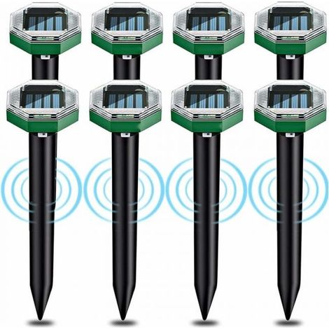 Répulsif solaire à ultrasons pour souris, lot de 8, étanche IP65, idéal pour le jardin, la terrasse et la pelouse. (1/5)