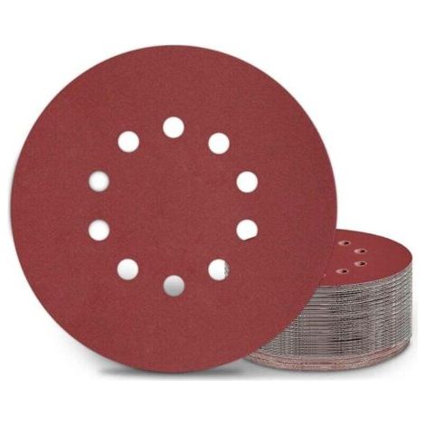 225mm Sanding Discs, P220 Grit, 25 Pieces, 10 Holes for Sanders