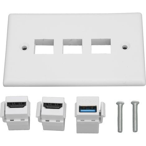 Plaque murale Ethernet USB HD 2 ports, plaque murale Keystone USB 3.0 HD 1 port (1/5)