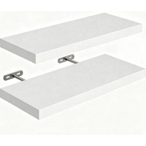 2er-Set Wandregal, Hängeregal, Schwebendes CD/DVD-Regal, 40 cm, MDF-Wandregal schwebend, einfache Montage mit versteckter Halterung, Weiß