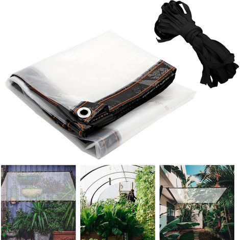 Telone impermeabile trasparente con occhielli. varie dimensioni. copertura protettiva per giardino - 300 × 500 cm (1/5)