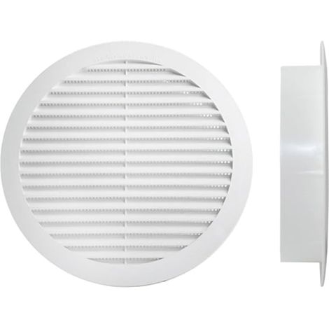 Grille de Ventilation Ronde, Grille de Ventilation en Plastique, Grille d'Éjection d'Air, Équipée de Moustiquaire, Blanche, Fabriqué en Italie (Ø80 mm H20 mm Trou 60 mm) (1/4)