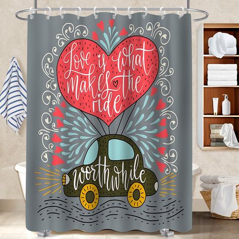 Rideau polyester pour douche 180x180 dessin cache baignoire pour cacher un carrelage un peu vieillot (1/5)