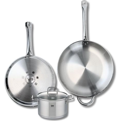 Ensemble de 2 Poêles de cuisson 28 et 32 cm et 1 faitout 16 cm Elo Profi Citrin (1/5)