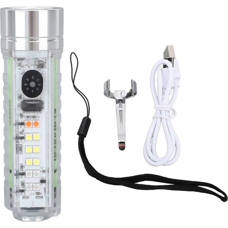 Lampe de travail LED rechargeable USB, lampe torche extérieure miniature, 3 modes d'éclairage, aimantée, focalisation fixe, lampe d'urgence à extrémité magnétique. (1/5)