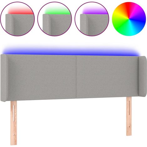 Maison Exclusive - LED Kopfteil Hellgrau 147x16x78/88 cm Stoff