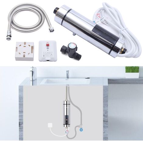 Scaldabagno istantaneo mini elettrico 30-52°C con kit doccia 5500W (1/5)