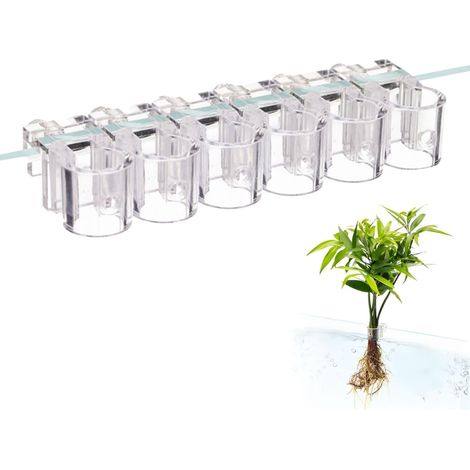 Lot de 6 supports pour plantes d'aquarium - En acrylique - Clips réutilisables pour plantes d'aquarium et systèmes d'aquaponie - Convient pour des épaisseurs de verre de 0,39"/0,3"-0,6"
