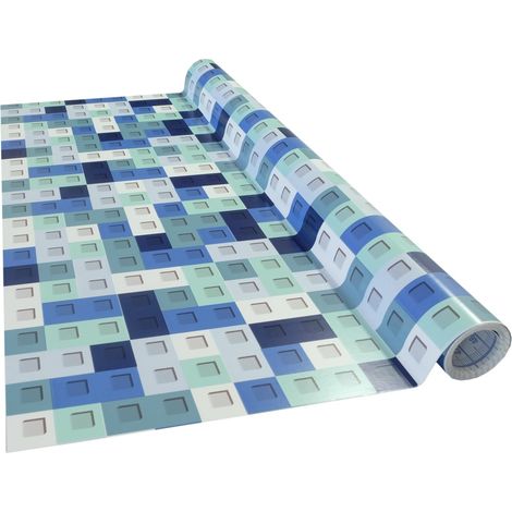 Papier adhésif Briques de construction Rétro Bleu 45 cm x 2 m Épaisseur 95μ Film autocollant pour meuble et cuisine film décoratif papier peint PVC sans phtalates Fabriqué en UE (1/5)