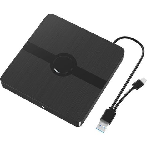 Graveur et lecteur DVD externe avec interface USB 3.0 et USB-C  lecteur DVD compatible avec les ordinateurs portables et de bureau. (1/5)