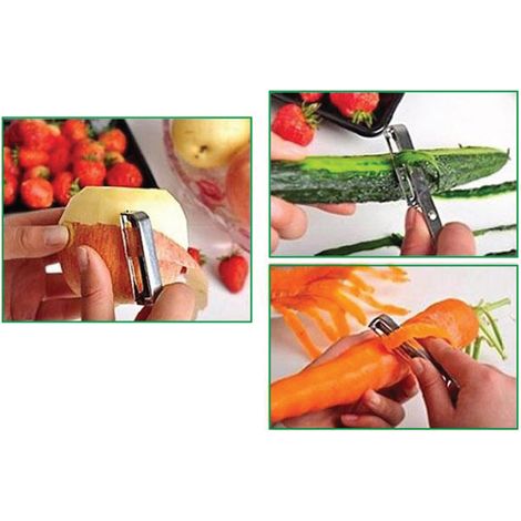 Éplucheur à fruits en acier inoxydable, éplucheur à pommes multifonctionnel, éplucheur de légumes et de fruits. (1/5)