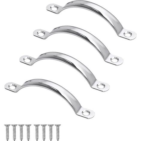 Set di 4 maniglie in acciaio inossidabile per cucina e mobili, maniglie resistenti per ante di armadi con viti per un facile utilizzo (1/5)