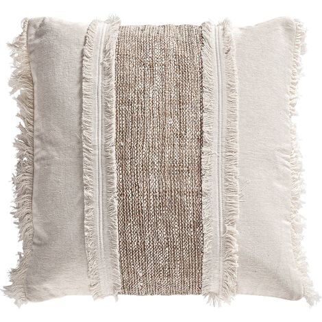 Coussin provençal à franges blanc cassé - blanc cassé (1/3)