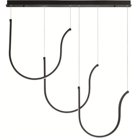 Lampada a sospensione ARQUA 3 Luci con base rettangolare 110 cm in metallo NERO (1/4)