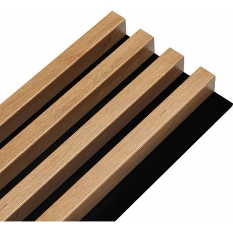 Decoon – Panneau décoratif mural 3D en chêne sur fond noir – Épaisseur 3 cm – Format 250 x 17,6 cm – Installation facile pour toutes les pièces (1/3)