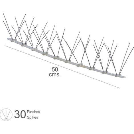 WOLFPACK LINEA PROFESIONAL Anti-Tauben-Spike 0,5 Meter Polyethylen-Doppelspike 30 Spikes
