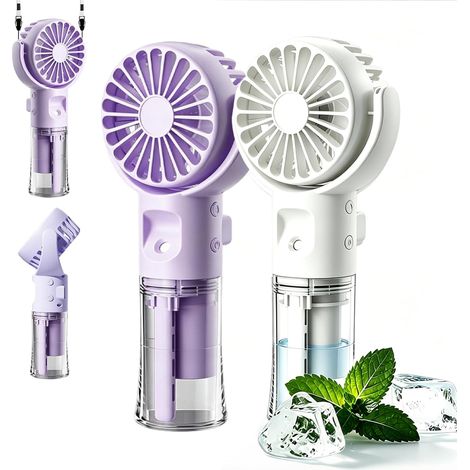 Mini Ventilateur Portable, Ventilateur Brumisateur, Ventilateur de Poche USB Rechargeable avec 4 Vitesses Réglables et Brume D'eau, Ventilateur Portable Silencieux pour Maison, Bureau, Voyage (D) (1/5)
