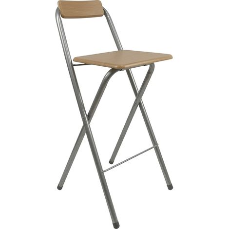 Sgabello Alto Bar Design Industriale Metallo Nero Seduta Legno Cucina Loft BASE LEGNO NATURALE 47X50X98 (1/5)