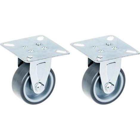 Rollen - Graugummi - Fest - 50 mm - Tragfähigkeit 80 kg - 2er Pack