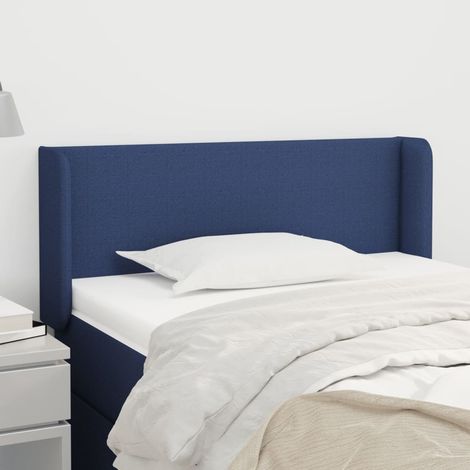 Tête de lit avec oreilles pour lit simple, Cadre de lit, Tableau décoratif de chevet Bleu 83x16x78/88 cm Tissu SDG94437 (1/5)