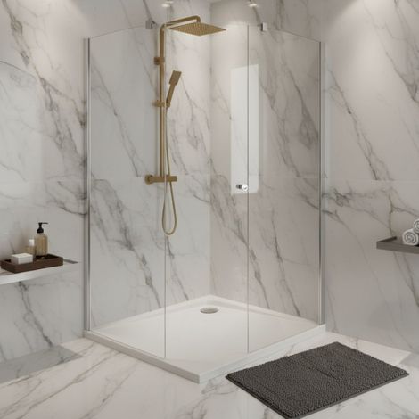 Receveur de douche à poser 90x72 cm – Forme rectangulaire – Matériau Restylon – Surface antidérapante et lisse – Résistant à l'humidité (1/4)