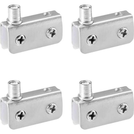 Pivot Porte Verre - Acier Inoxydable - Pour Vitrage 5 à 8 mm - Convient Armoires Bibliothèques Caves À Vin - Lot de 4 (1/4)