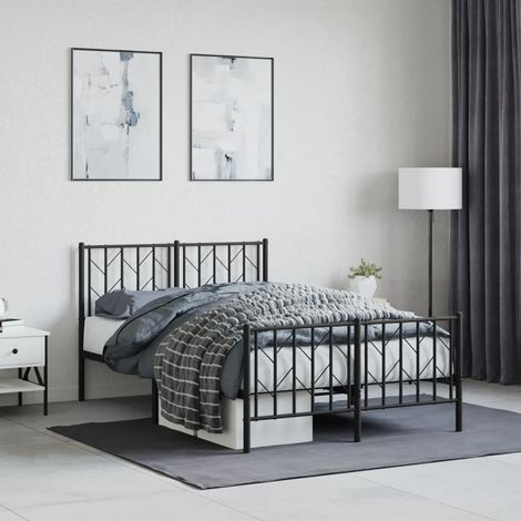 Metal Bed Frame without Mattress with Footboard Black 120x190cm vidaXL (1/5)