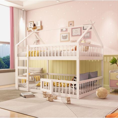 MEUBLIV Litera 140x200 cm blanca – con escalera y barandillas, sin colchón (1/5)