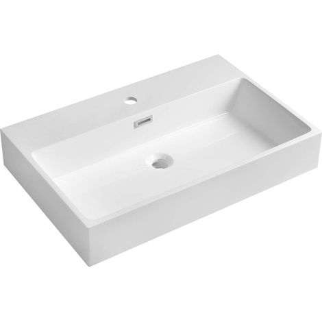 Sapho - Lavabo Aquatic 70x46 cm, con troppopieno, foro per rubinetto, bianco AT070 (1/4)