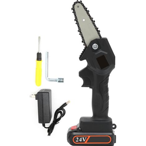 Mini tronçonneuse électrique rechargeable F001 noire, scie d'élagage jardin à main, charge secteur 110-240V (prise US) (1/5)