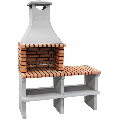 Barbecue en béton réfractaire Sines XL – Charbon et bois – Grille galvanisée 59,5x35 cm – Pour 5 convives – Compact pour jardin ou terrasse – Movelar (1/2)