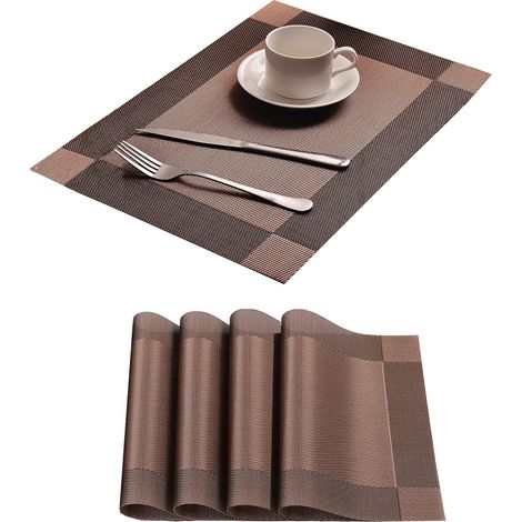 Lot de 4 coussins individuels en PVC marron résistant à la chaleur —