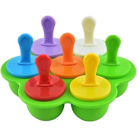 Ensemble de moules à sucettes glacées en silicone, comprenant des moules à sucettes glacées en silicone avec des bâtonnets en plastique colorés, un bac à glaçons antiadhésif (1 pièce, coloré). (1/4)