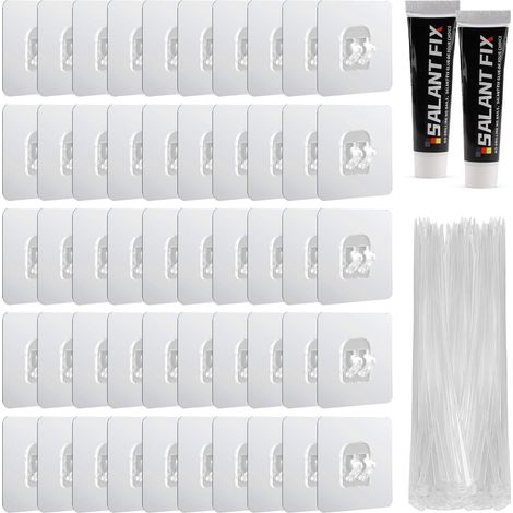 50PCS Crochet Filet Chat Balcon sans Percage avec 2×50ml Adhésif de Montage (1/5)