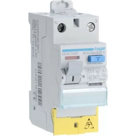 Interruptor diferencial bipolar con tornillo 2x40 30mA A Cda743f - Hager
