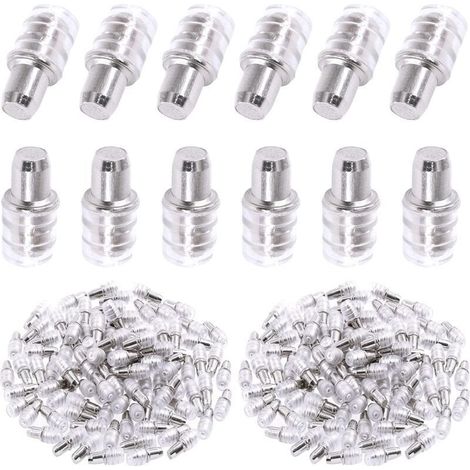 Clavos metálicos niquelados para estantes, 5 mm, con puntas de goma – Paquete de 120 unidades para soportes de muebles y libros.