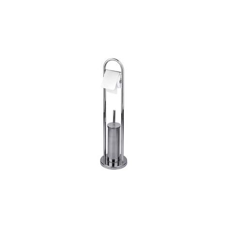 Portascopino WC con Porta Rotolo in Acciaio Inox Base Ø 22 mm cm Altezza