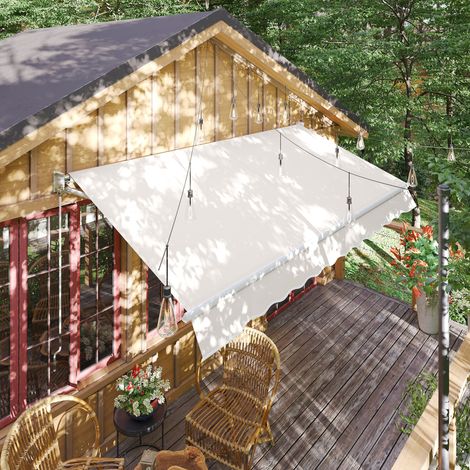 Tenda da sole manuale retrattile 200 x 250 cm, tenda da esterno per patio con manovella, impermeabile e resistente ai raggi UV, color crema.