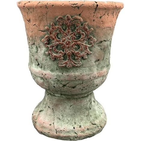 Vaso da fiori in cemento rustico vintage, decorazione da giardino. (1/2)