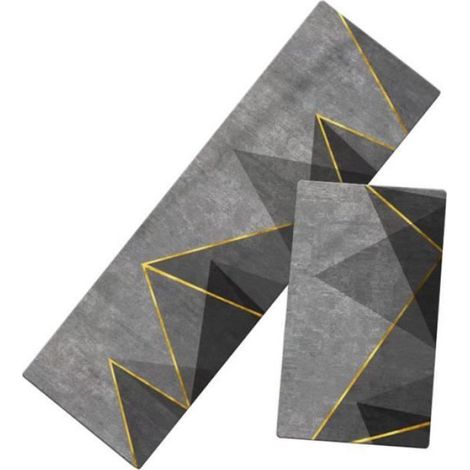 Lot de 2 Tapis Cuisine - 40x60cm & 40x120cm - Rectangulaire Antidérapant Absorbant Rectangulaire Tapis Devant Evier (1/2)