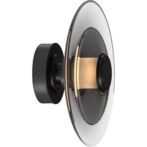 Applique Murale LED Moderne en Verre Fumé 40cm, Luminaire Décoratif Rond pour Chambre à Coucher et Salle à Manger, Design Minimaliste Créatif
