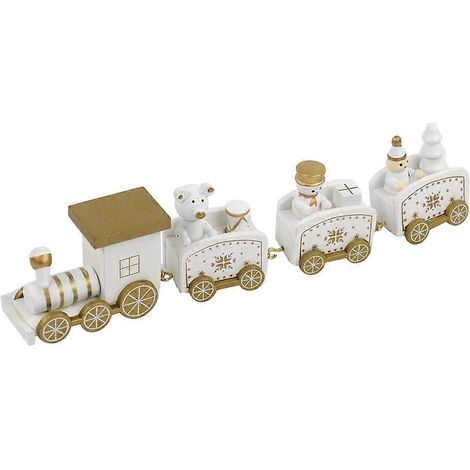 Décoration de Noël en bois en forme de train - Ornement de bureau créatif en forme de train - Cadeau idéal pour les fêtes et festivals (Style aléatoire)-21x5 cm