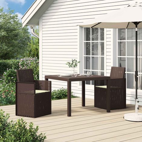 Sillas de comedor de jardín 2 pcs Marrón y crema PP