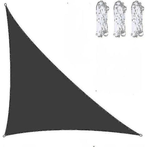 Triangle pare-soleil imperméable pour jardin, terrasse, auvent extérieur, abri de piscine, camping, 3x3x4,3 m / 4x4x5,7 m / 5x5x7,1 m, noir (1/2)
