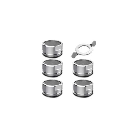 Set di 5 aeratori M24 AIDUCHO - Rubinetto - Filettatura esterna - Ugello miscelatore con filtro in acciaio inox - con chiave di miscelazione cromata - per rubinetti - Crezuo
