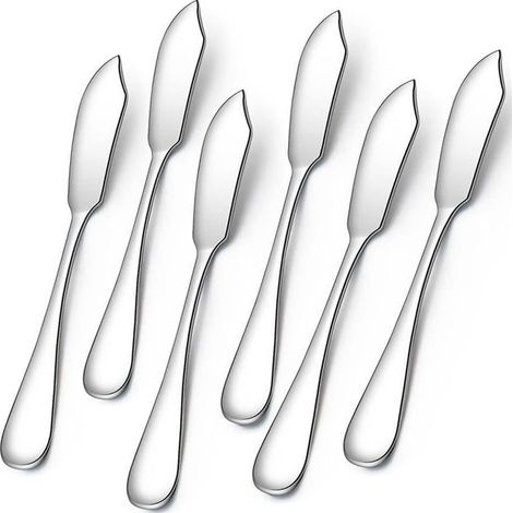 Couteau À Beurre - Couteau À Fromage - Acier Inoxydable - 15 cm - Pour Tartines Petit-Déjeuner Apéritif - Lot De 6 (1/5)